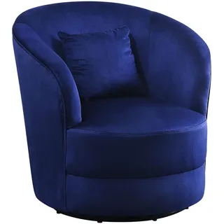 Atlantic Home Collection Drehsessel Colin Samtvelours 84 x 84 x 85 cm Blau mit Kissen