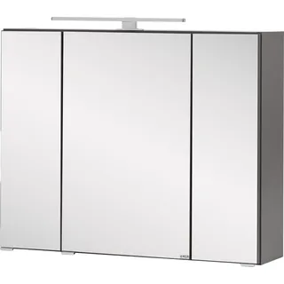 Spiegelschrank Kornel/Luna 80cm 3 Türen und LED-Beleuchtung - graphitgrau - Grau