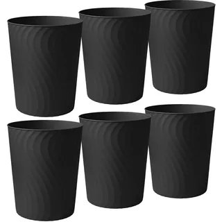 YGJT Papierkorb Mülleimer 6 Stück 7L, Kleiner Mülleimer mit Müllsack Ideal für Büro Kinderzimmer Wohnzimmer Schreibtisch ohne Deckel, Rund Papierkorb aus Robustes Plastik, 24,9 x 20 x 16,5 CM Schwarz