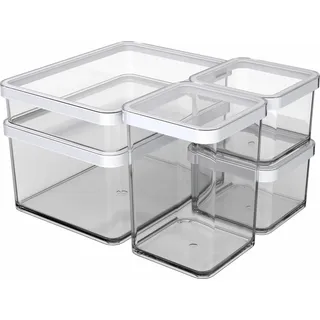 Rotho Vorratsdosen 5-teilig transparent/weiß 0,5 l