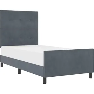 vidaXL Boxspringbett mit Kopfteil Dunkelgrau 90 x 200 cm Samt - Grau