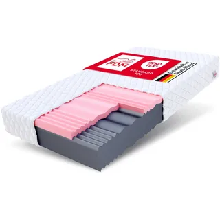 FDM Matratze 100x200 cm Härtegrad H3 H4 Höhe 24 cm Kaltschaummatratze HR-Schaum Visco-Schaum 7 Komfortzonen mit Hypoallergenem Waschbarem Jersey Bezug Oeko-Tex Select MAX Double