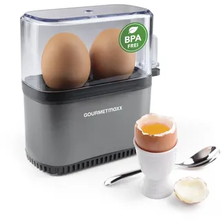 GOURMETmaxx Eierkocher für 2 Eier | Egg Boiler mit Eierstecher im Messbecher | Egg Cooker – 3 Härtegrade für deinen Eierbecher | Design Eierkocher klein – spülmaschinenfeste Teile