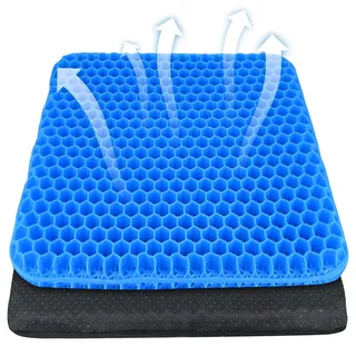 Gel-Sitzkissen – weiches Sitzkissen, Wabenmuster, doppeltes dickes Gelkissen mit Stoffbezug, kühlendes und ergonomisches Stützdruckkissen, für Bürostuhl, Rollstuhl und Autositzkissen, 42 x 35 x 3,5 cm