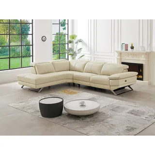 Ecksofa Relaxsofa elektrisch - Ecke rechts - Rindsleder - Beige - PUNO II