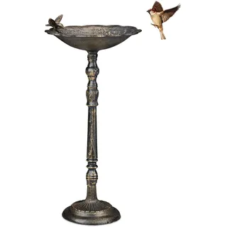 Relaxdays Vogeltränke mit Standfuß bronze 37,5 x 35,0 x 74,5 cm