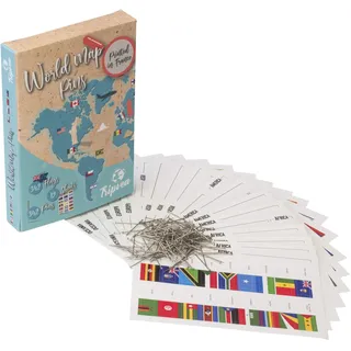 TRIPVEA® 342 Flaggen zum Stecken für Landkarte und Globus aus Kork - Kleine Flaggen der Länder der Welt - Kleine Flaggenaufkleber mit Datum auf der Rückseite - Lieferung mit Nadeln