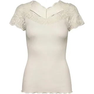 rosemunde Spitzenshirt "Beatha Lace Capsleeve T-Shirt mit Seide" wunderschöne elastisch weiche Vintage-Spitze an Ausschnitt und Ärmeln, weiß