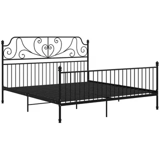 vidaXL Bettgestell Metallbett Schlafzimmer Bett Doppelbett Schlafzimmermöbel Bettrahmen Lattenrost Pulverbeschichtetes Metall Schwarz 180x200cm