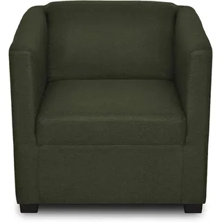 DOMO. collection Sessel Bob FK, kleiner Retro-Sessel mit Armlehnen und Federkern, Polstersessel, Cocktailsessel, Loungesessel, 73 x 75 x 69 cm (BxTxH), Webstoff in grün