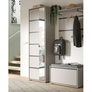 Garderobenset "Jaru" grau und schwarz Flurgarderobe 3-teilig 165 cm, Soft-Close - Grau