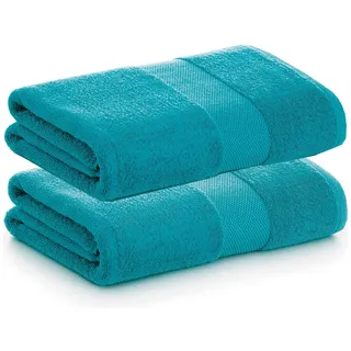 PADUANA | Packung mit 2 Badetüchern, 100 x 150 cm, Türkis, 100% gekämmte Baumwolle, weich, schnell und maximale Saugfähigkeit – erhältlich als Badetuch, Waschbecken, Duschtuch und Badetuch