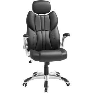 Songmics Bürostuhl Leder Schwarz