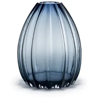 Holmegaard Vase H34 cm 2Lip aus mundgeblasenem Glas Originaldesign, blau