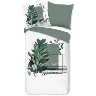 PURE luxury collection Wendebettwäsche »Green Boho« 2 Stk. tlg. Mikrofaser, Pflegeleicht, Weich, Reißverschluss, Wendeoptik, Boho, grün
