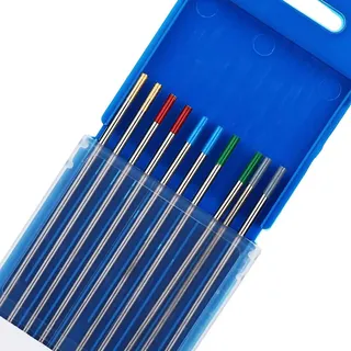 TEN-HIGH Schweißen TIG Verpackung gemischt 1,0 x 150 mm, Elektrode aus Wolfram, 2 Stück reines Wolfram + 2 Stück 2 % Cerum + 2 Stück 1,5 % Lanthan + 2 Stück 2 % Lanthane + 2 Stück 2 % Thorium