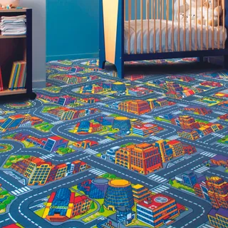 Andiamo Teppichboden »City, Schlinge, Made in Belgium« rechteckig 6,5 mm Höhe Spielteppich, Straßenteppich, Breite 200 cm oder 400 cm, Kinderzimmer, grau