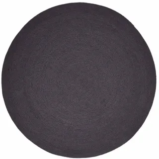 Homescapes Teppich geflochten rund 120 cm , Schwarz , Textil , Rund , 120x120 cm , Teppiche und Böden, Teppiche