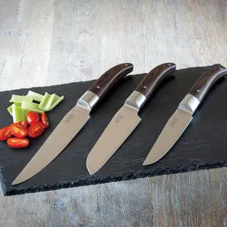 LAGUIOLE HERITAGE Küchenmesser-Set 3-teilig | Hochwertige Kochmesser mit Pakka-Holzgriff & Edelstahlklinge | Profi Messer Set für die Küche