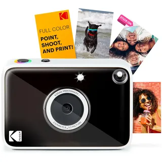 Kodak Printomatic+ Sofortbild-Digitalkamera, Zink-Fotopapier 2x3" (5,1x7,5 cm) 10 MP, RGB-LED, druckt Farbfotos, Schwarz