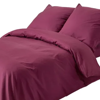 Homescapes Bettwäsche Perkal Fadendichte 200 , Beere , Textil , Rechteckig , 155x220 cm , Oeko-Tex® , Heimtextilien, Bettwäsche & Leintücher, Bettwäsche