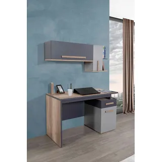 Schreibtisch Modern Tisch Wandregal Holz Jugend Kinderzimmer Möbel Design - Braun, Grau