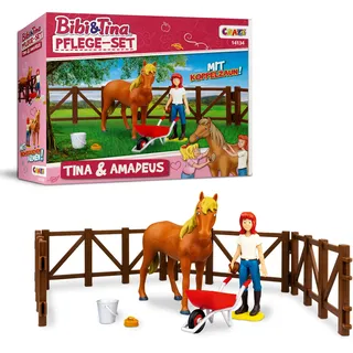 Craze Bibi und Tina Spielzeug Pflege Set TINA & AMADEUS - Pferde Spielzeug Pflegeset inkl. Pferde Zubehör
