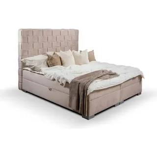 Doppelbett Bett Schlafzimmer 180сm Matratze Beige moderner Stil Chesterfield - Beige