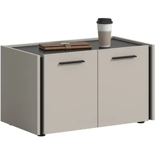 Sitzbank HOME AFFAIRE "RAK, Breite 75 xm, 2 Türen, 2 Einlegeböden, 4 Fächer", kaschmir, schwarz, B:75cm H:43cm T:40cm, FSC-zertifizierter Holzwerkstoff, Sitzbänke, Sitzbank, Bank, Garderobenbank, Dielenbank, Flurbank, Kommode