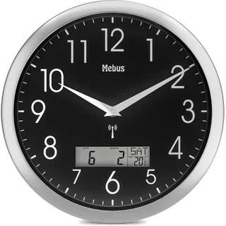MEBUS Analoge Funk-Wanduhr 29,0cm schwarz