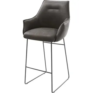 DeLife Barstuhl Alja-Flex Mikrofaser Anthrazit Vintage Kufengestell Metall Schwarz Taschenfederkern