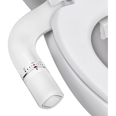 BIGCOW Bidet Toilette, Ultra-Slim Bidet Non-Electric Dual Nozzle (Frontal & Rear Wash) Bidet Attachment für Toilette mit Metalleinlass, Frischwasserdruck einstellbar Bidet Toilettensitz Attachment...