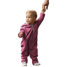 Bild von Baby Overall aus Fleece, extra lange Beine - perfekt für die Babytrage, Umschlagbündchen an Händen und Füßen - beere 80-86