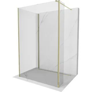 Mexen Kioto Duschwand Walk-in 130 x 85 x 30 cm, transparent, gold - 800-130-085-221-50-00-030 - Transparent, Gold