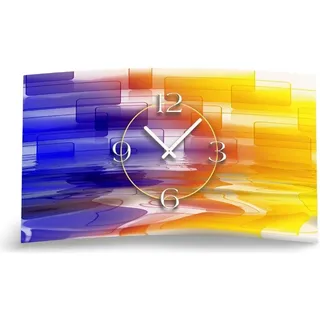 Digital Designer Art abstrakt Designer Wanduhr modernes Wanduhren Design leise kein ticken DIXTIME 3D-0345 - Rosa, Gelb, Braun