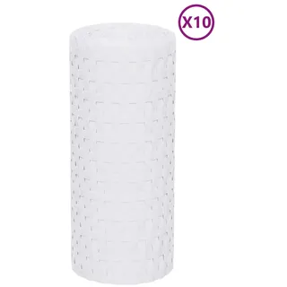 Balkon-Sichtschutze 10 Stk. Weiß 255x19 cm Poly Rattan