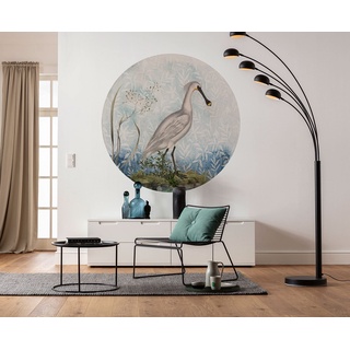 Komar DOT runde und selbstklebende Vlies Fototapete - Spoonbill - Ø Durchmesser 125 cm - Vogel, Ornithologie, Tapete, Wandtattoo, Schlafzimmer, Wohnzimmer, Wanddeko - D1-097