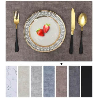 Homaxy Tischsets Abwaschbar 6er Set, Wasserdicht Tischset, Platzsets Abwischbar Doppelseitigen, Platzset Leder, rutschfest Platzdeckchen, Schön Tischuntersetzer, Dunkelbraun