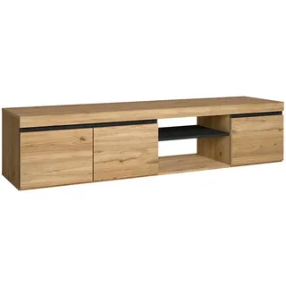 SKRAUT HOME Naturemodell TV-Schrank 160 x 40 x 41 cm Schwarz/Eiche Melamin