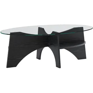 Okwish Couchtisch 104,9/60/35,6 cm Schwarz Transparent aus MDF und Sicherheitsglas , Holzwerkstoff , 60x35.6x104.9 cm , Wohnzimmer, Wohnzimmertische, Couchtische