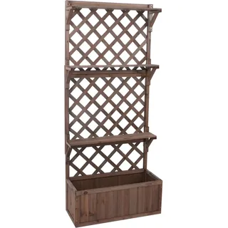 MCW Hochbeet P69 Rankgitter Spalier Ablagefläche Holz 177x77x33cm Braun