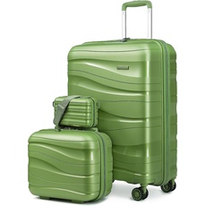 Melalenia Gepäckkoffer-Sets, erweiterbarer PP-Hartschalenkoffer mit Spinnrollen, Reisegepäck mit TSA-Schlössern, 55,9 x 35,6 x 22,9 cm, von Fluggesellschaften zugelassen, grün, 5-teiliges Set, Gepäck