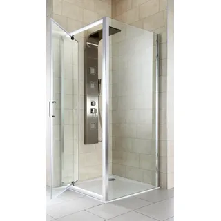 WELLTIME Eckdusche Texas, BxT: 90x90 cm, Sicherheitsglas, Dusche inkl. Metallgriffe, Duschkabine, Duschabtrennung mit Drehtür silberfarben