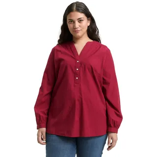 Langarmbluse TOM TAILOR PLUS, Damen, Gr. 44, rumba rot, Web, Obermaterial: 100% Baumwolle, unifarben, lässig geschnitten hüftbedeckend, Rundhals, Blusen Langarmbluse