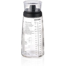 Bild von Dressing Shaker, hochwertige Glasflasche mit verschiedenen Rezepten für Salatdressings, Messbecher mit tropffreien Ausguss, spülmaschinengeeigneter Dressingbehälter