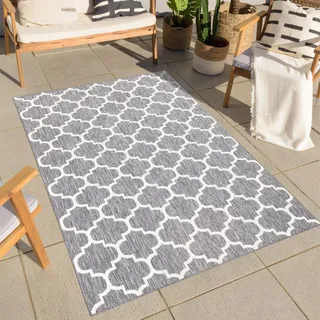 Carpet City Outdoor-Teppich, Grau, Textil, Grafikmuster, Rechteckig, 80x250 cm, Oeko-Tex® Standard 100, pflegeleicht, UV-beständig, Teppiche & Böden, Teppiche, Teppichläufer