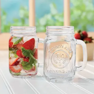 PIQIUQIU 2er Set Mason Jar Trinkglas mit Deckel, Einmachgläser mit Henkel Wiederverwendbar, Glas, in Küchen, Partys, 450ml/16oz