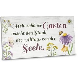 ARTFAVES® Gartenschild - Mein schöner Garten | Shabby Chic Vintage Gartendeko, Schild mit Spruch zum Thema Garten/Hobbygärtner | Größe: 30 x 15 cm