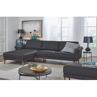 Creation BY ROLF BENZ Ecksofa »CR.450, Designecksofa, Polsterecke, L-Form, 282/178 cm (B/T)«, abgerundete Armlehne Schnecke, modern Landhaus, Leder oder Chenille, schwarz