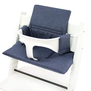 BAMBINIWELT Ersatzbezug Bezug Sitzkissen Kissen-Set Sitzverkleinerer kompatibel mit STOKKE Tripp Trapp für Hochstuhl-Kinderstuhl ORG. MELIERT (meliert marine ORG.)